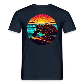 Tortue au coucher du soleil, Inspirant - T-shirt homme - marine - Devant - AI Model Male 178 light (178cm)