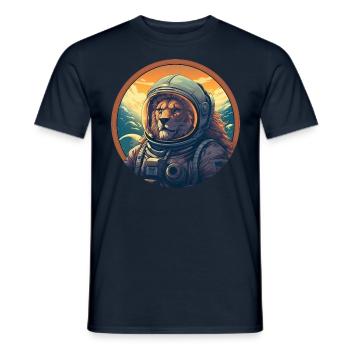 Astronaute Lion au coucher du soleil, créatif - T-shirt homme - marine - Devant - AI Model Male 178 light (178cm)