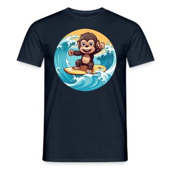 Surfender Schimpanse, Sportliches Tierdesign - Männer T-Shirt - Navy - Vorne - AI Model Male 178 light (178cm)