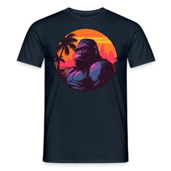 Cool gorilla in the sunset – animal - Men's T-Shirt - navy - Front - AI Model Male 178 light (178cm)