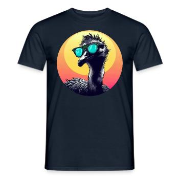Cool Emu - Vogelstrauß mit Sonnenbrille bei - Männer T-Shirt - Navy - Vorne - AI Model Male 178 light (178cm)