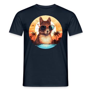 Cool squirrel silhouette at sunset - Men's T-Shirt - navy - Front - AI Model Male 178 light (178cm)