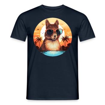 Cool squirrel silhouette, sunset with - Men's T-Shirt - navy - Front - AI Model Male 178 light (178cm)