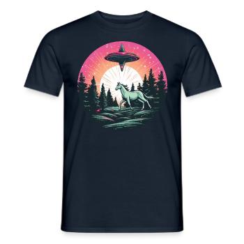 UFO-Abduction: Alien entführt Pferd beim - Männer T-Shirt - Navy - Vorne - AI Model Male 178 light (178cm)