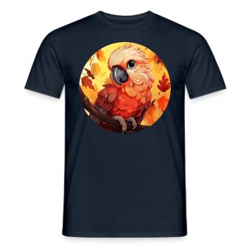 Cacatoès d’automne: feuillage et coucher de soleil - T-shirt homme - marine - Devant - AI Model Male 178 light (178cm)