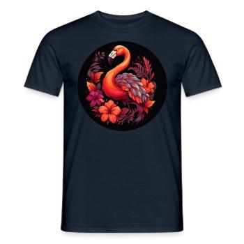 Flamingo in autumn leaves - Men's T-Shirt - navy - Front - AI Model Male 178 light (178cm)