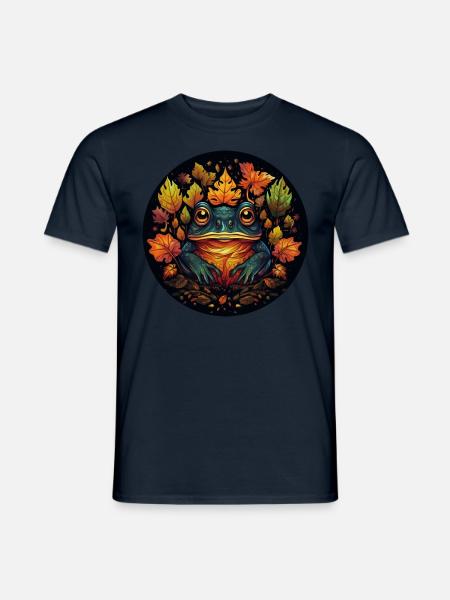 Frosch aus Herbstblättern - Männer T-Shirt - Navy