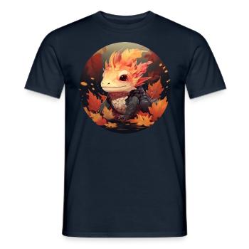 Axolotl dans le feuillage d’automne - T-shirt homme - marine - Devant - AI Model Male 178 light (178cm)
