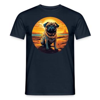 Pug in the desert at sunset - Men's T-Shirt - navy - Front - AI Model Male 178 light (178cm)
