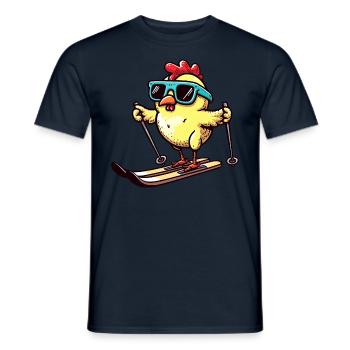 Ski fahrende Hühner - Lustiges Geflügel auf den - Männer T-Shirt - Navy - Vorne - AI Model Male 178 light (178cm)