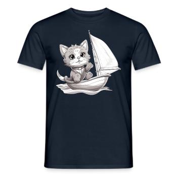 Sailing cat on dinghy - Men's T-Shirt - navy - Front - AI Model Male 178 light (178cm)
