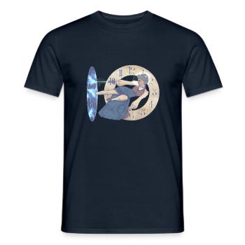 Jumping through the portal - Men's T-Shirt - navy - Front - AI Model Male 178 light (178cm)