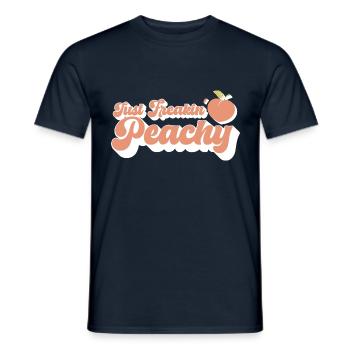 juste pêche - peach fruit dicton - T-shirt homme - marine - Devant - AI Model Male 178 light (178cm)
