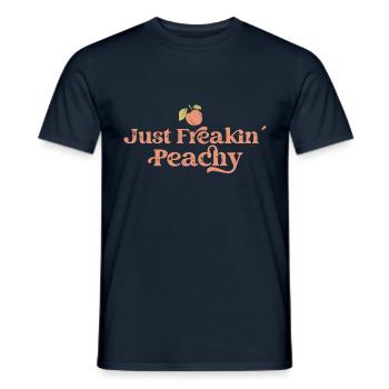 just peachy - peach fruit saying - Men's T-Shirt - navy - Front - AI Model Male 178 light (178cm)