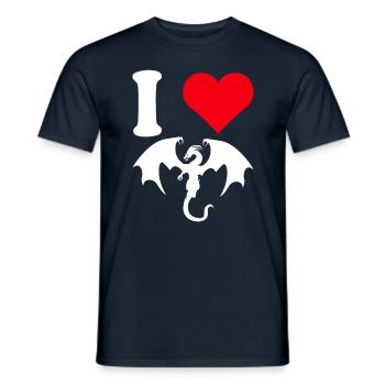 dragon i love dragon fire flying spewing fantasy - Men's T-Shirt - navy - Front - AI Model Male 178 light (178cm)