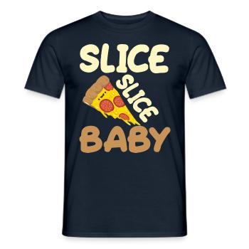 pizza hobby italy feed me pizza slice slice baby - Men's T-Shirt - navy - Front - AI Model Male 178 light (178cm)