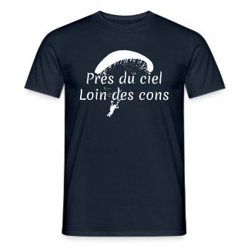 Près du ciel Loin des cons - Parapente - T-shirt homme - marine - Devant - AI Model Male 178 light (178cm)