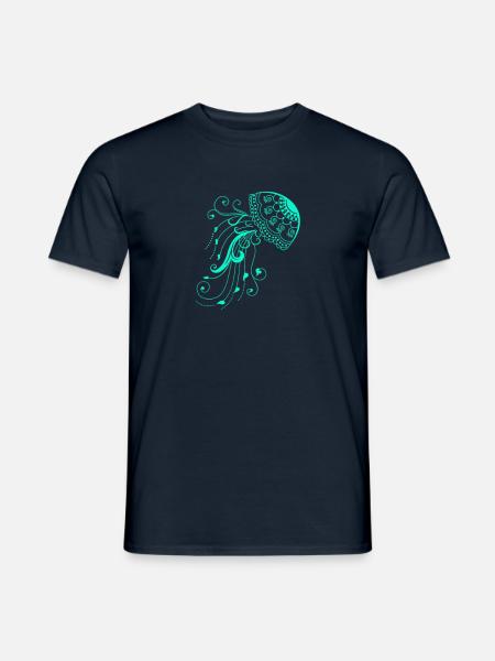 Qualle im Meer - Meeresbewohner unter Wasser - Männer T-Shirt - Navy