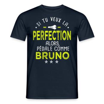 bruno si tu veux la perfection à vélo cycliste - T-shirt homme - marine - Devant - AI Model Male 178 light (178cm)