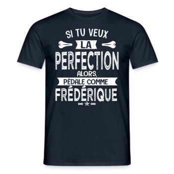 frédérique tu veux la perfection à vélo cycliste - T-shirt homme - marine - Devant - AI Model Male 178 light (178cm)