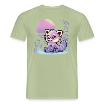 RetroWave Red Panda - Men's T-Shirt - sage - Front - AI Model Male 178 light (178cm)