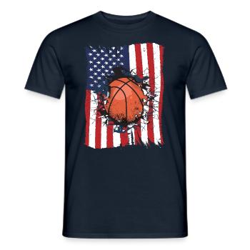Basketball USA Fan Merch Amerika National Flagge - Männer T-Shirt - Navy - Vorne - AI Model Male 178 light (178cm)