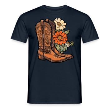 Cowboy Boots Flowers - Men's T-Shirt - navy - Front - AI Model Male 178 light (178cm)