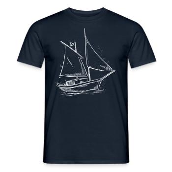 Voilier Silhouette Mer Design Minimaliste - T-shirt homme - marine - Devant - AI Model Male 178 light (178cm)