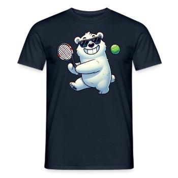 Eisbär spielt Tennis am Nordpool Spaß Tier - Männer T-Shirt - Navy - Vorne - AI Model Male 178 light (178cm)