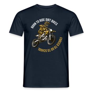 Né pour conduire une moto forcé à l'école - T-shirt homme - marine - Devant - AI Model Male 178 light (178cm)
