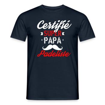 Certifié super papa padeliste - T-shirt homme - marine - Devant - AI Model Male 178 light (178cm)