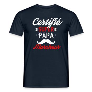 Certifié Super papa marcheur - T-shirt homme - marine - Devant - AI Model Male 178 light (178cm)
