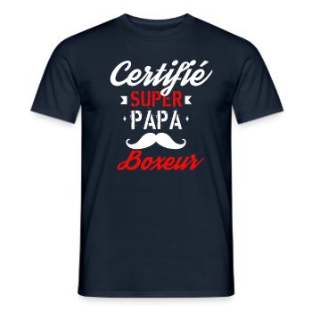 Certifié Super papa Boxeur - T-shirt homme - marine - Devant - AI Model Male 178 light (178cm)
