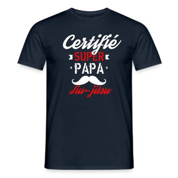 Certifié Super Papa jiu jitsu - T-shirt homme - marine - Devant - AI Model Male 178 light (178cm)