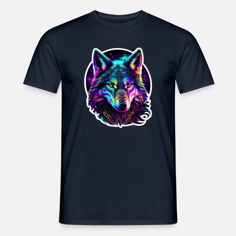 Psychedelic Wolf - Männer T-Shirt - Navy