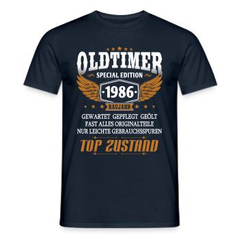 Oldtimer Baujahr 1986 geboren Geburtstag Spruch - Männer T-Shirt - Navy - Vorne - AI Model Male 178 light (178cm)