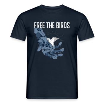 FREE THE BIRDS - Männer T-Shirt - Navy - Vorne - AI Model Male 178 light (178cm)