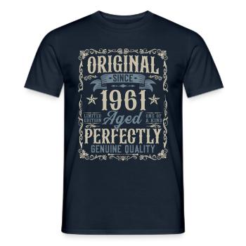 Born in 1961 Original Vintage Birthday - Men's T-Shirt - navy - Front - AI Model Male 178 light (178cm)