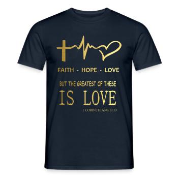 GLAUBE HOFFNUNG LIEBE - GOLD - Männer T-Shirt - Navy - Vorne - AI Model Male 178 light (178cm)