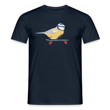 Blaumeise auf Skateboard - Männer T-Shirt - Navy - Vorne - AI Model Male 178 light (178cm)