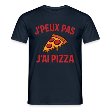 J’peux pas, j’ai pizza fun Humour - T-shirt homme - marine - Devant - AI Model Male 178 light (178cm)