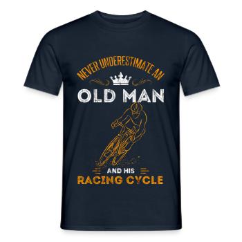 Old man cycling road bike grandpa gift idea age - Men's T-Shirt - navy - Front - AI Model Male 178 light (178cm)