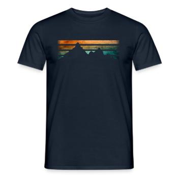 Montagnes - Randonnée - Rétrostripes - T-shirt homme - marine - Devant - AI Model Male 178 light (178cm)