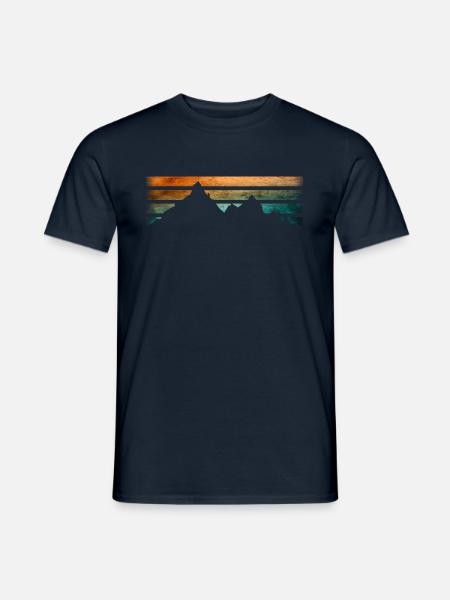 Mountains - Hiking - Retrostripes - Men's T-Shirt - navy