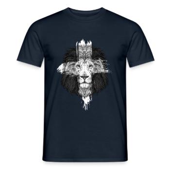 Jesus Cross God Church Christian Lion - T-shirt homme - marine - Devant - AI Model Male 178 light (178cm)