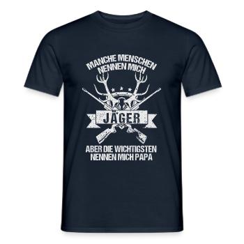 Beste Jäger Papa Werdender Vater - Männer T-Shirt - Navy - Vorne - AI Model Male 178 light (178cm)