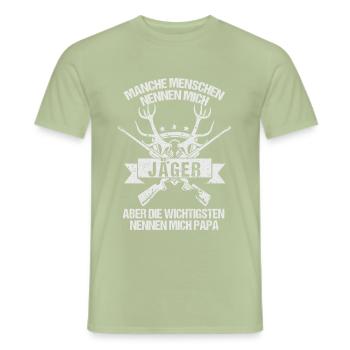 Beste Jäger Papa Werdender Vater - Männer T-Shirt - Sage - Vorne - AI Model Male 178 light (178cm)