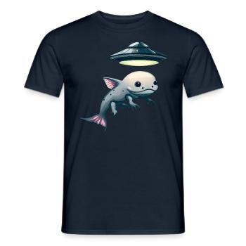 Enlèvement d’OVNI: Alien et Axolotl - T-shirt homme - marine - Devant - AI Model Male 178 light (178cm)
