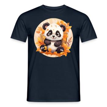 Panda Feuillage Automne Coloré Feuilles Coucher de Soleil Design - T-shirt homme - marine - Devant - AI Model Male 178 light (178cm)