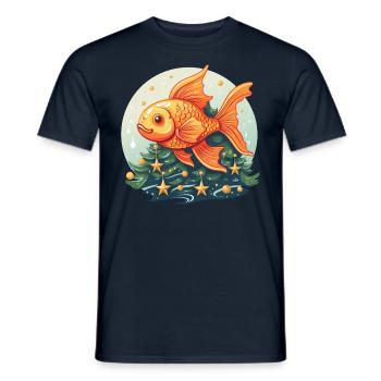 Weihnachtsbaum mit Goldfischen - Männer T-Shirt - Navy - Vorne - AI Model Male 178 light (178cm)